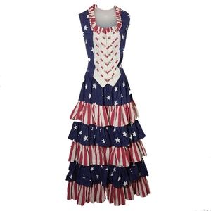 Vintage American Flag Cowgirl Rodeo Skirt Top M